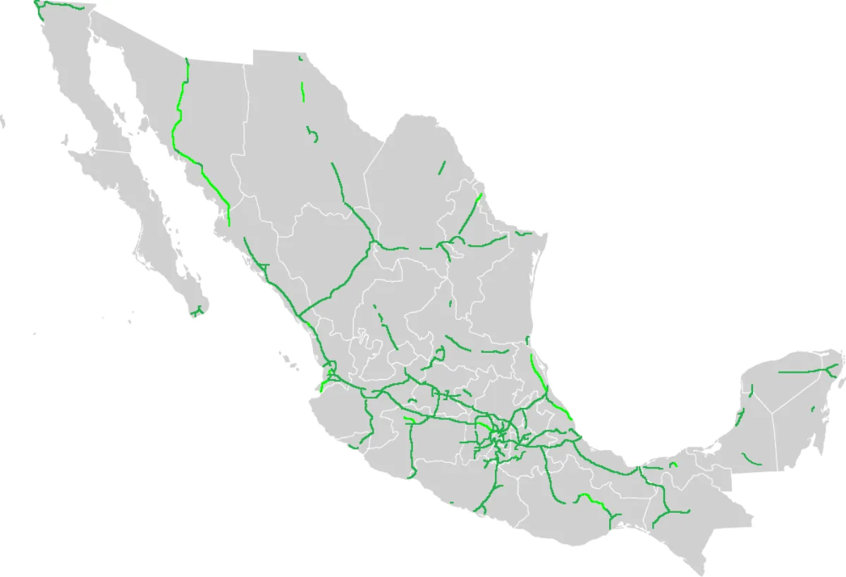 Mapa de la red de autopistas de cuota de México